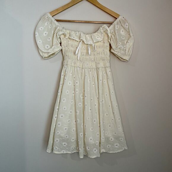 R.Vivimos Dresses & Skirts - R.Vivimos Milkmaid Puff Sleeve Floral Ruffled Coquette Swing Mini Dress Size 0/2